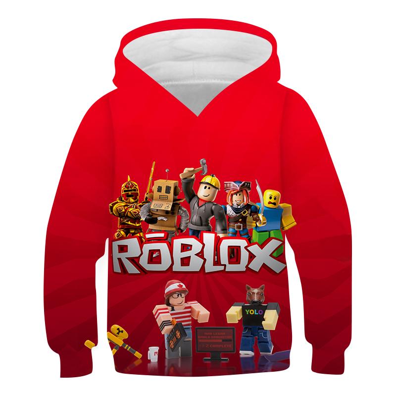 2025 MINISO Neuer Roblox Cartoon Druck 3D Hoodie Jungen und Mädchen Langarm Sweatshirt Frühling und Herbst Freizeit-Hoodie 4-14 Jahre 7-8 Years red