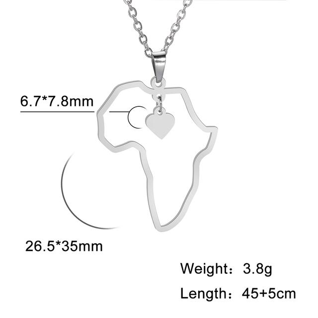 Meine Form Afrika Karte Löwe Elefant Affe Giraffe Anhänger Halsketten Herren Damen Edelstahl Tierkette Choker Afrikanischer Schmuck 60cm