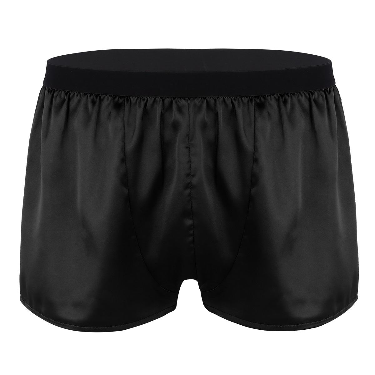 Boxershorts Herrenunterwäsche Trunks Satin-Seidenunterwäsche Boxershorts für Herren-Nachtwäsche Unterhosen M schwarz