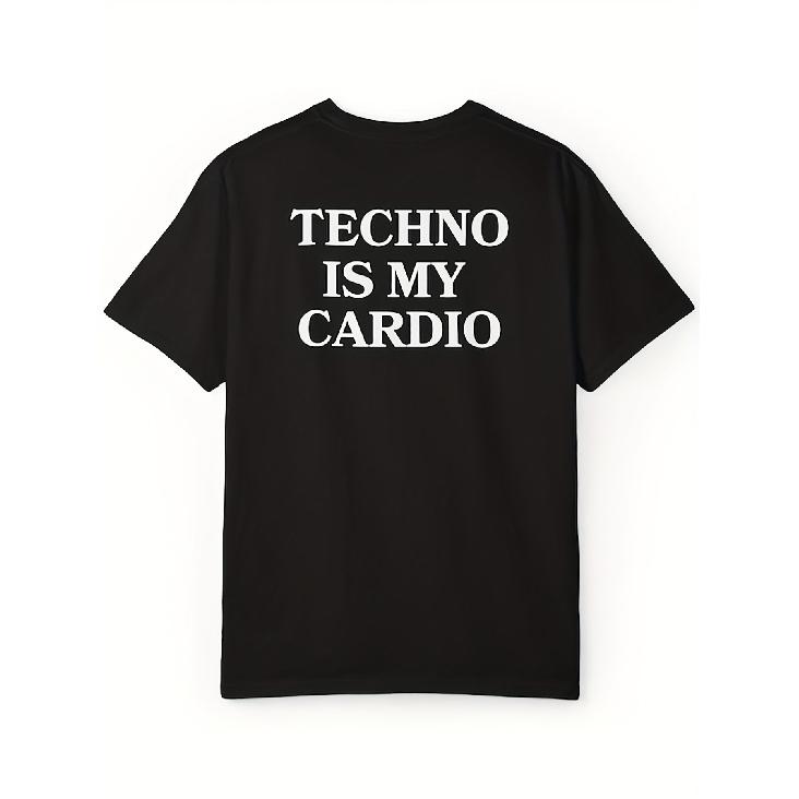 Techno ist mein Cardio Shirt Techno Shirt EDM Shirt Rave Shirt Festival Shirt DJ Shirt Underground Rave Hard Techno Shirt Rave Geschenk Perfekt für den Alltag S schwarz