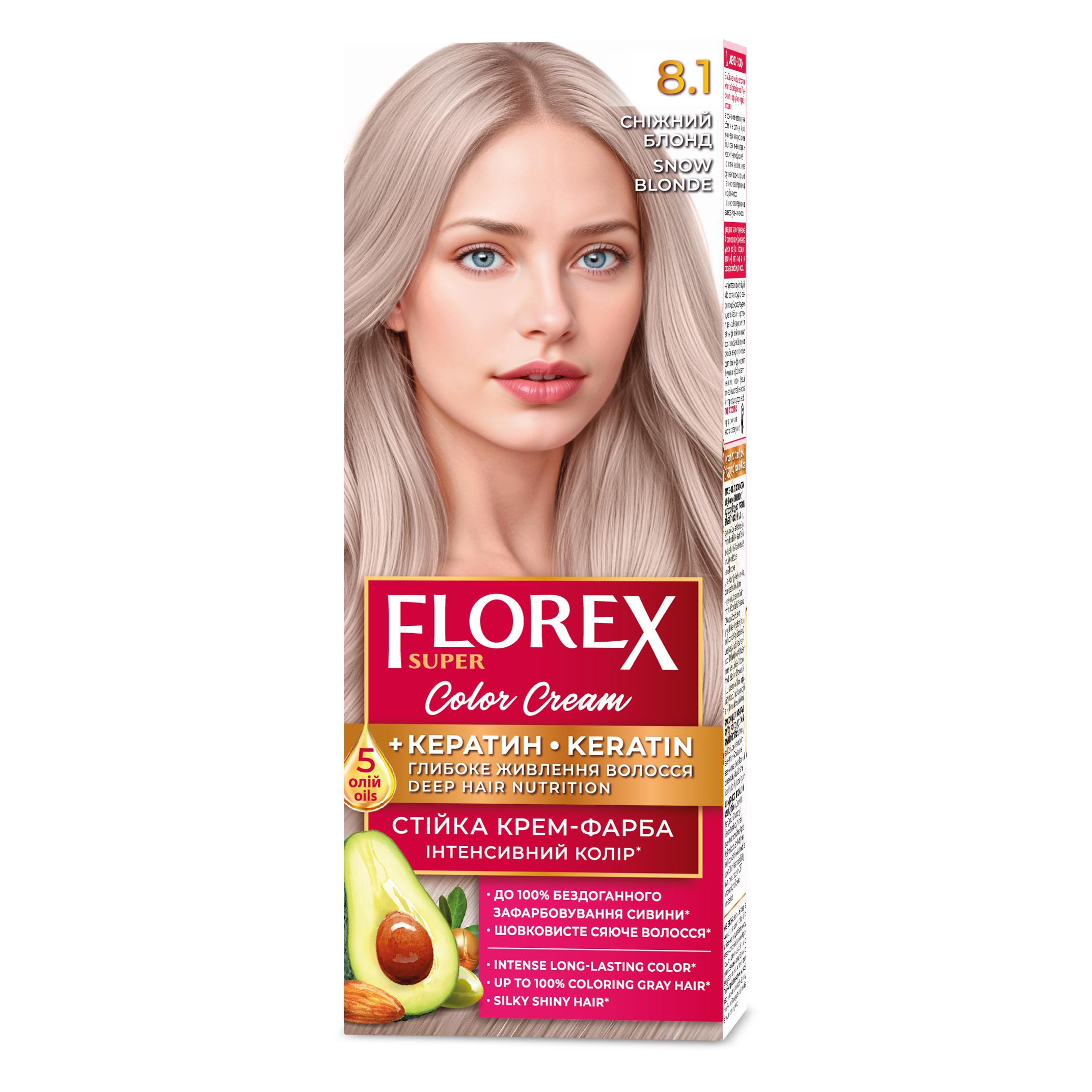 Florex Super permanente Haarfarbcreme - Gibt Ihrem Haar tiefe Nährstoffe, Macht Ihr Haar weich und seidig-glänzend. Snow Blonde 8.1