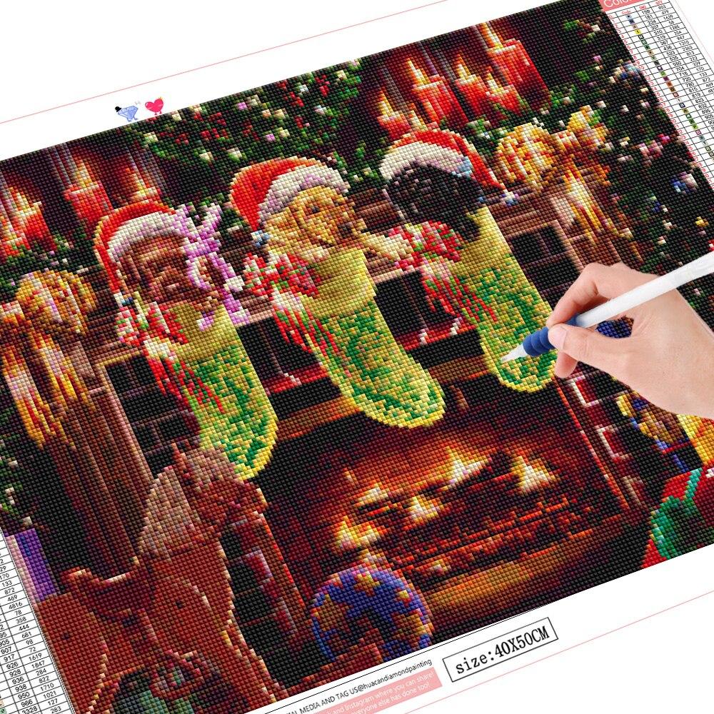 5D-Diamant-Malerei, Hund, Kreuzstich, Diamant-Stickerei, Tier-Mosaik, Cartoon-Socken, Strass-Set, Weihnachtsdekoration Full Square (20X30CM)