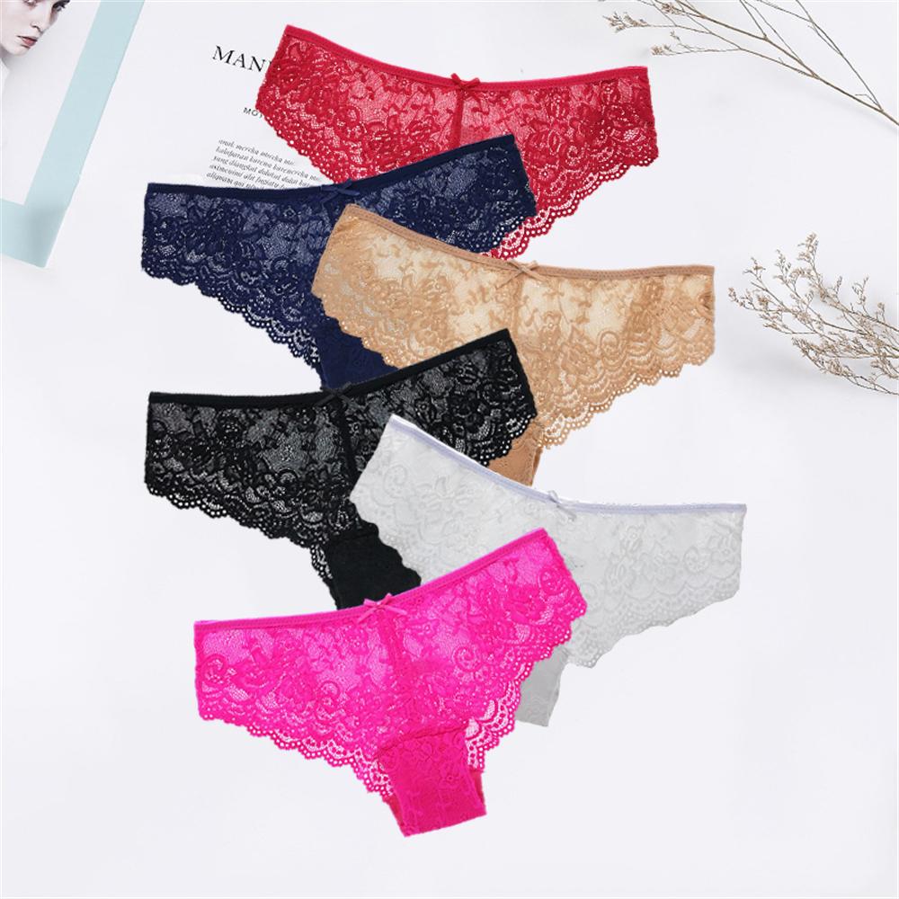 Sexy Floral Spitze Höschen Frauen Slips Niedrige Taille Weiche Dessous Komfortable Weibliche Unterwäsche Mädchen Dessous Höschen 6 teile/los XXL