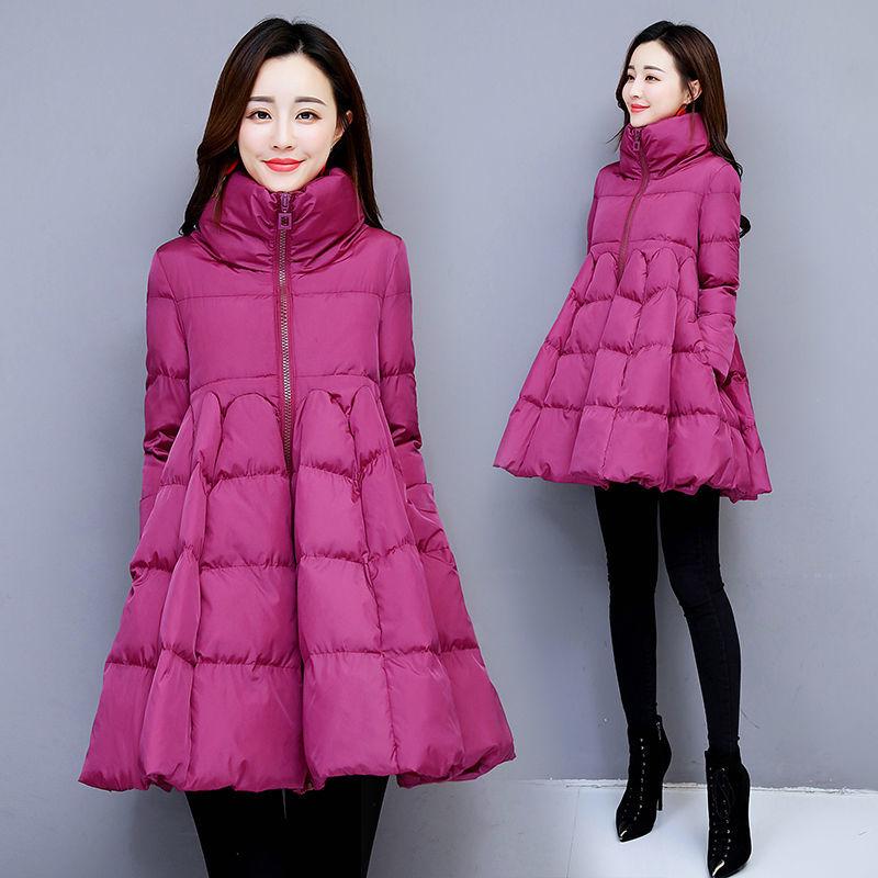 Große wattierte Jacke für Damen im Wintermantel aus Baumwolle mit einem Worttemperament, koreanische Version der wilden, dick wattierten Jacke, mittellang S