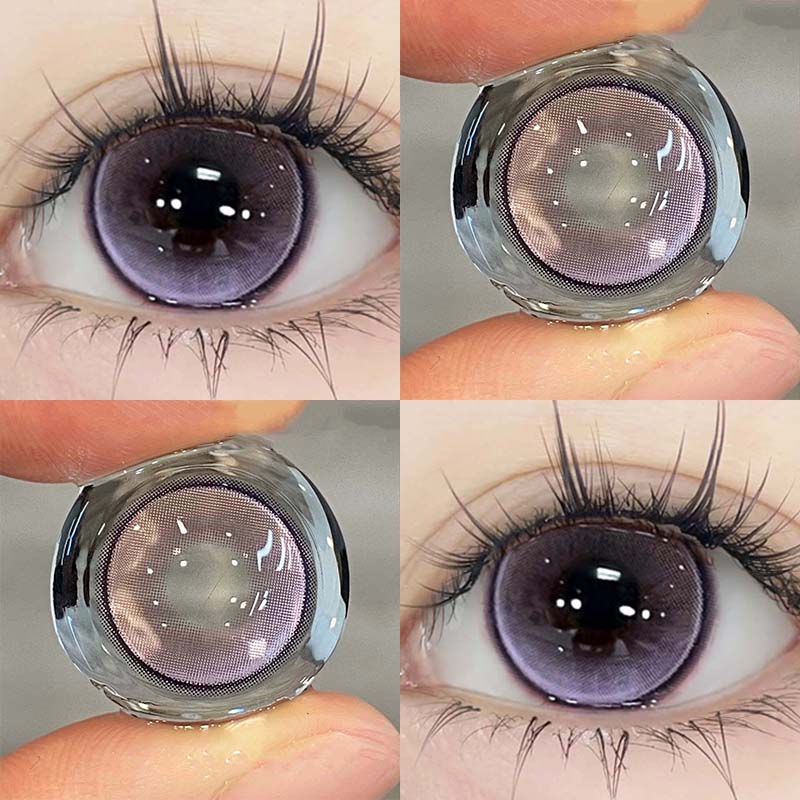 Mill Creek eisblaue Kontaktlinsen mit Stärke 14,2 mm, kleiner Durchmesser, feiner Kreis, runde Kontaktlinsen, Cosplay-blaue Kontaktlinsen, 1 Jahr Gebrauch, echt -8.00 violett