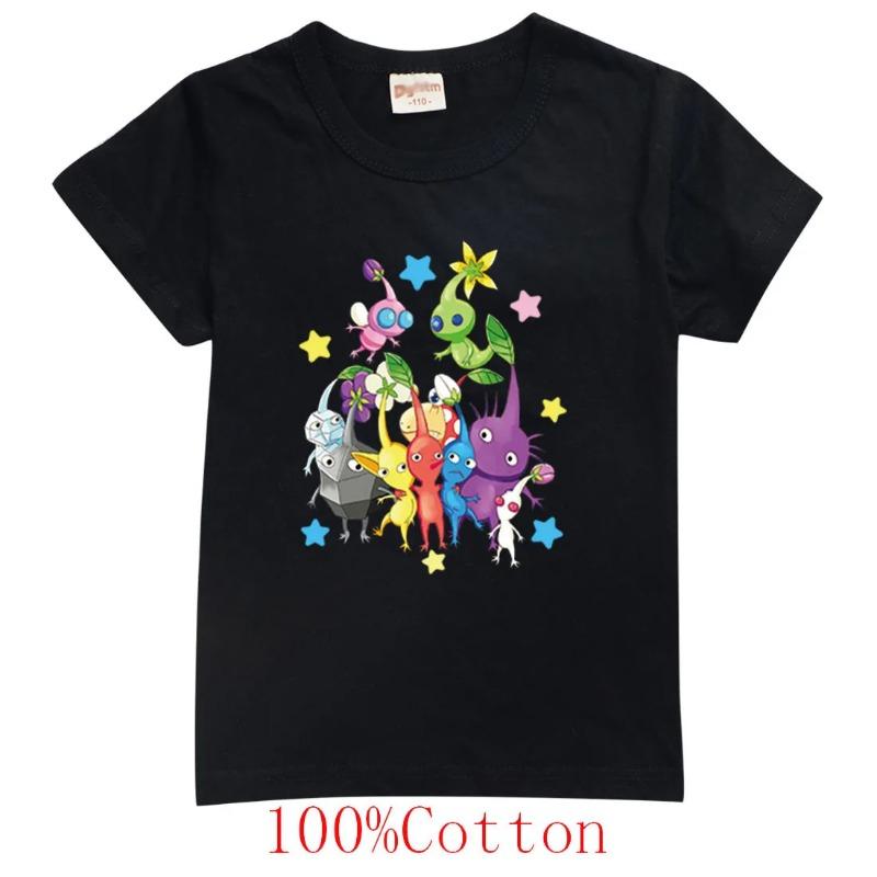 2025 neueste Spiel Pikmin 4 Wiki T-shirts Kinder Sommer Kleidung Jungen Cartoon T-shirt Baby Mädchen Kurzarm Tops kinder Kleidung 150