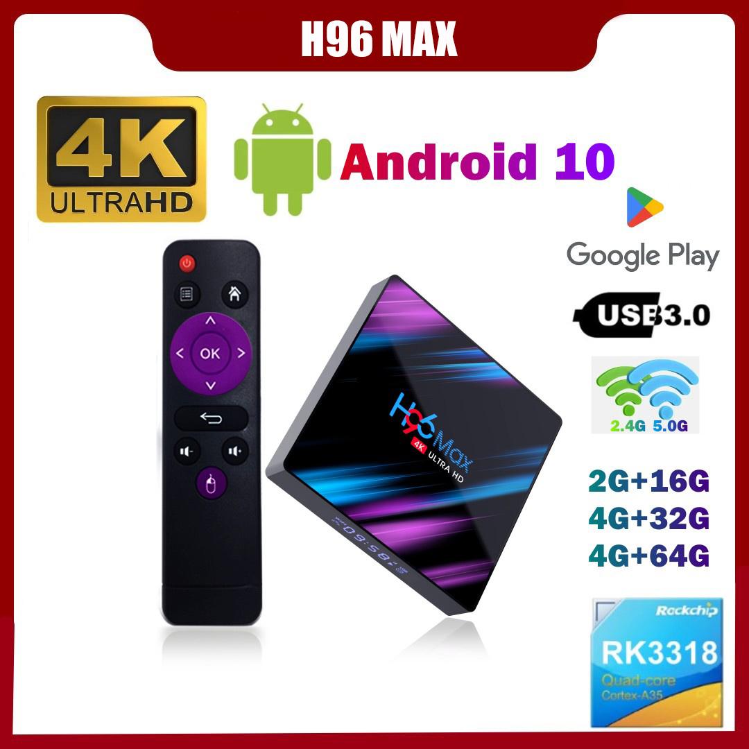 H96 MAX RK3318 Smart TV Box Android 10 4G 64GB 32G 4K Wifi BT Media Player H96MAX TVBOX Android10 Set-Top-Box 2GB 16GB EU Plug (2 & 16GB)