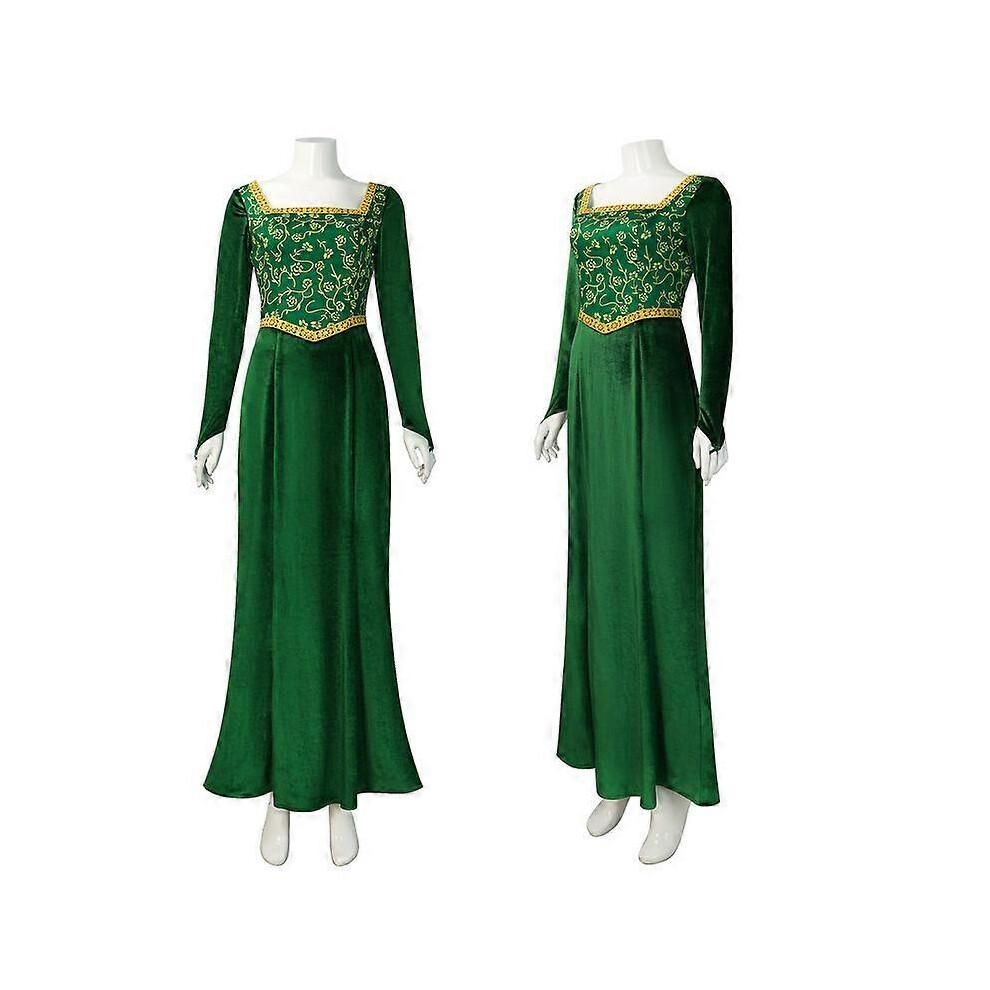 (L) Monster Shrek Fiona Prinzessin Cosplay Kostüm Fiona Prinzessin Grünes Langes Kleid Cos Kostüm XXXL black