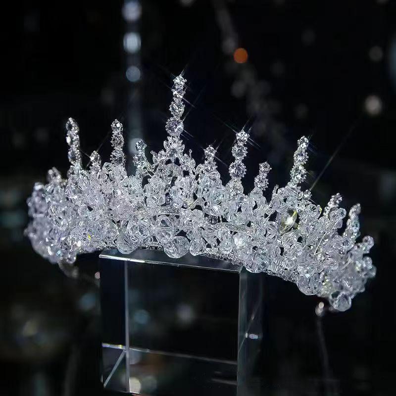 Neues Kristall Braut Haar Accessoires High End Prinzessin Hochzeitskleid Accessoires Geburtstag Krone Hochzeitskrone Krone Diadem gray