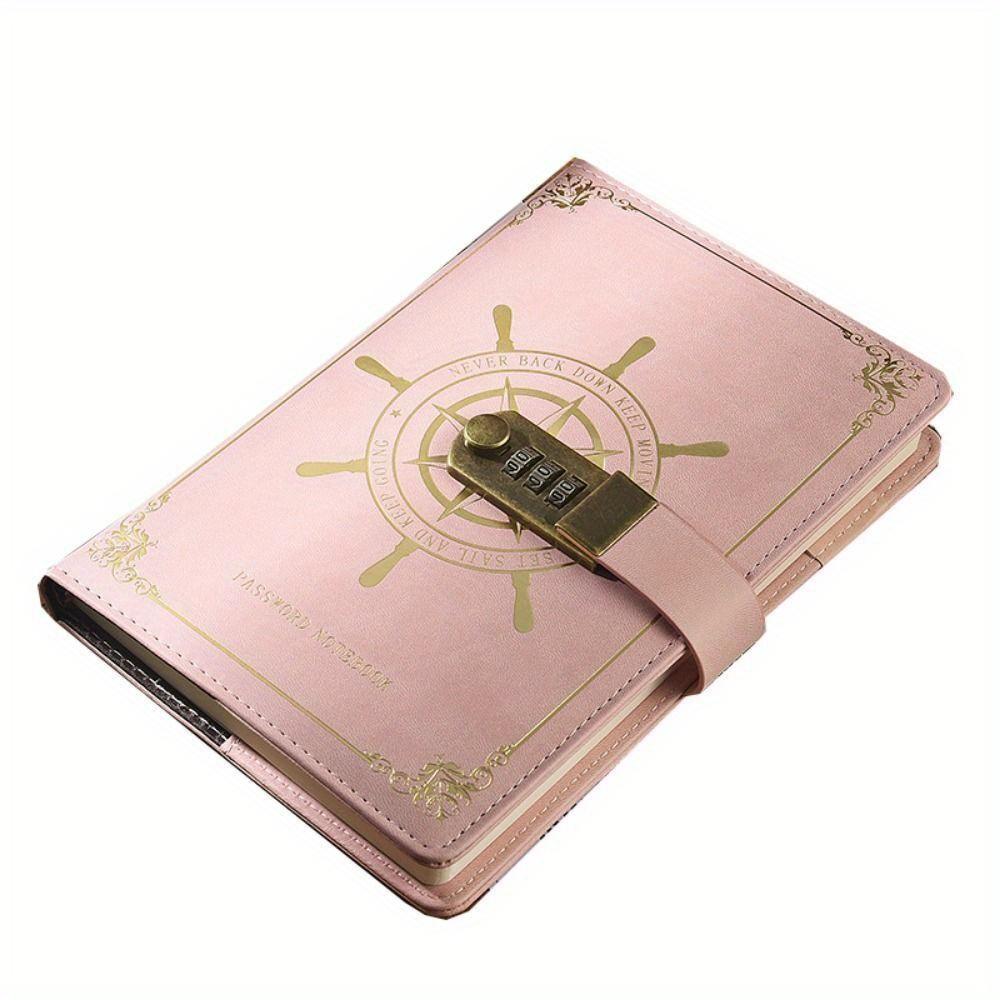 A5 Retro Passwort Lock Notebook Mit Schloss Reise Reise Tagebuch Notebook Notizblock Heimlich Tagebuch Hand Ledger Schreibwaren rosa