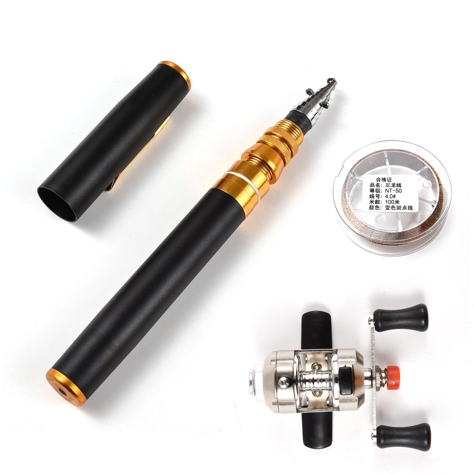 Tragbarer Taschenteleskop-Angelruten- und Angelrollen-Kombinationen in Mini-Stiftform, 1,95 m 1.75m schwarz