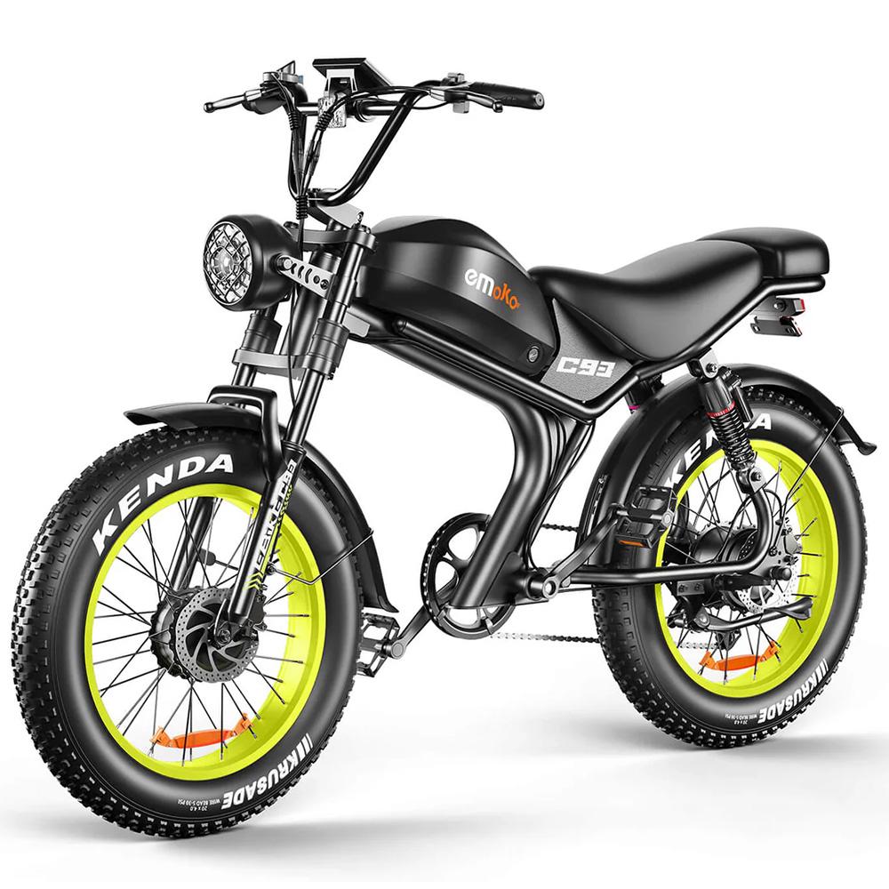 Elektrofahrrad EMOKO C93 2000W Doppelmotor 23AH Akku 20  Fat Tire E-Bike mit Vollfederung Hydraulische Bremsen für Erwachsene Dual Motor schwarz/grün
