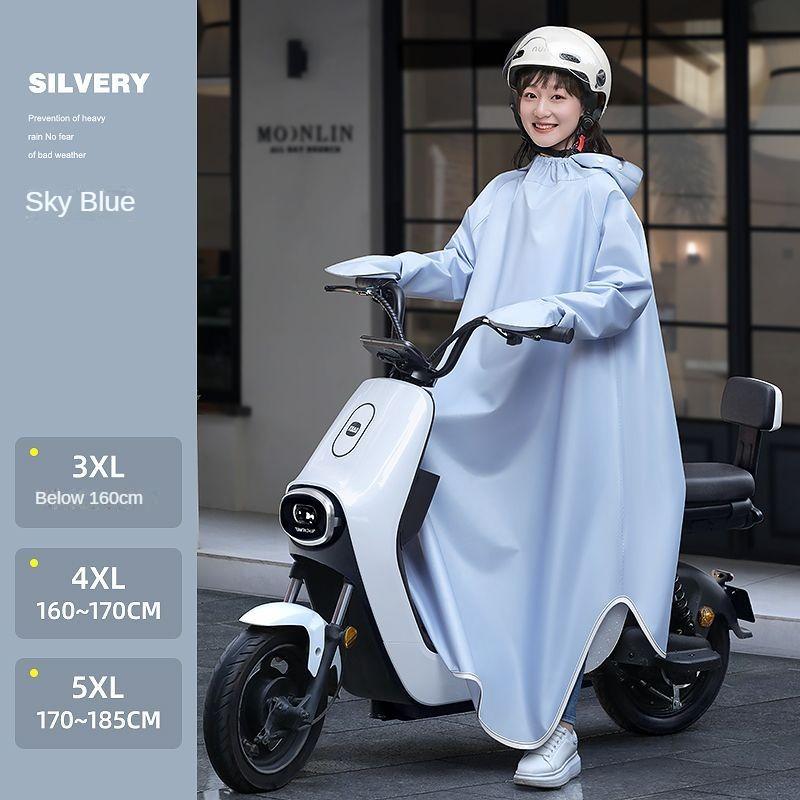 Regenmantel Elektrische Batterie Motorrad Unisex Langer Regenmantel Ganzkörper Regenfester Einzelreitponcho 4XL blau