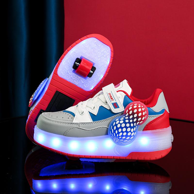Kinder Bunte Lichter Lade-Rollschuhe Mädchen Skaten Rollschuhe Vierrädrige Kinder Laufschuhe 40