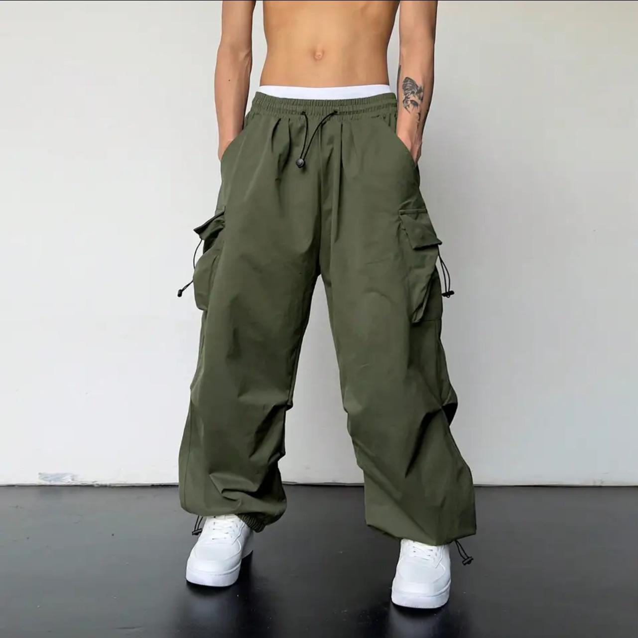 Streetwear Frühling Harem Casual Hosen Männer Elastische Taille Einfarbig Cargo Hosen Multi Tasche Lose Baggy Hosen für Frauen XXXXL dunkelgrüne