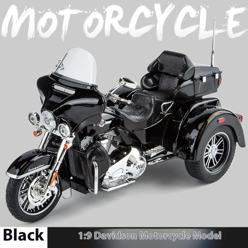 1:9 Harley Davidson TRI GLIDE ULTRA Luxus Dreirad Legierung Druckguss Modell Motorrad Sound & Licht Weihnachtsgeschenke für Freund schwarz
