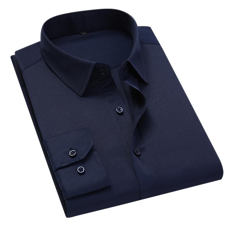 Übergröße 5XL 6XL 7XL 8XL Herren Unifarbenes Businesshemd Mode Lässig Schlank Weiß Langarmhemd Männliche Markenkleidung 4XL dunkelblaue