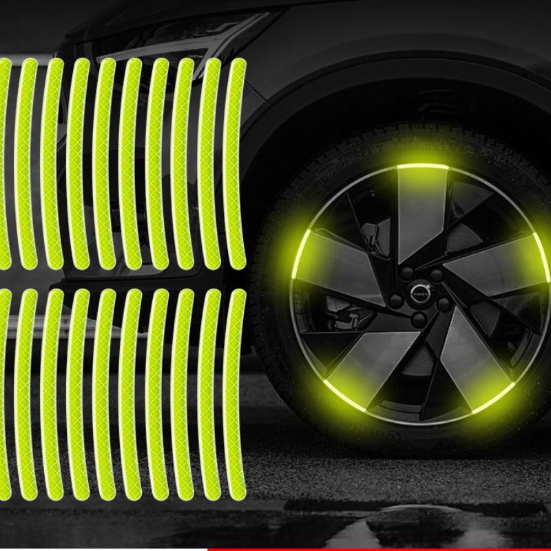 NEU 20 Stück Autonabe Reflektierende Aufkleber Autozubehör Zierstreifen Allgemein für die Verwendung von Fahrrad-, Automobil- und Motorradreifen 20 pcs