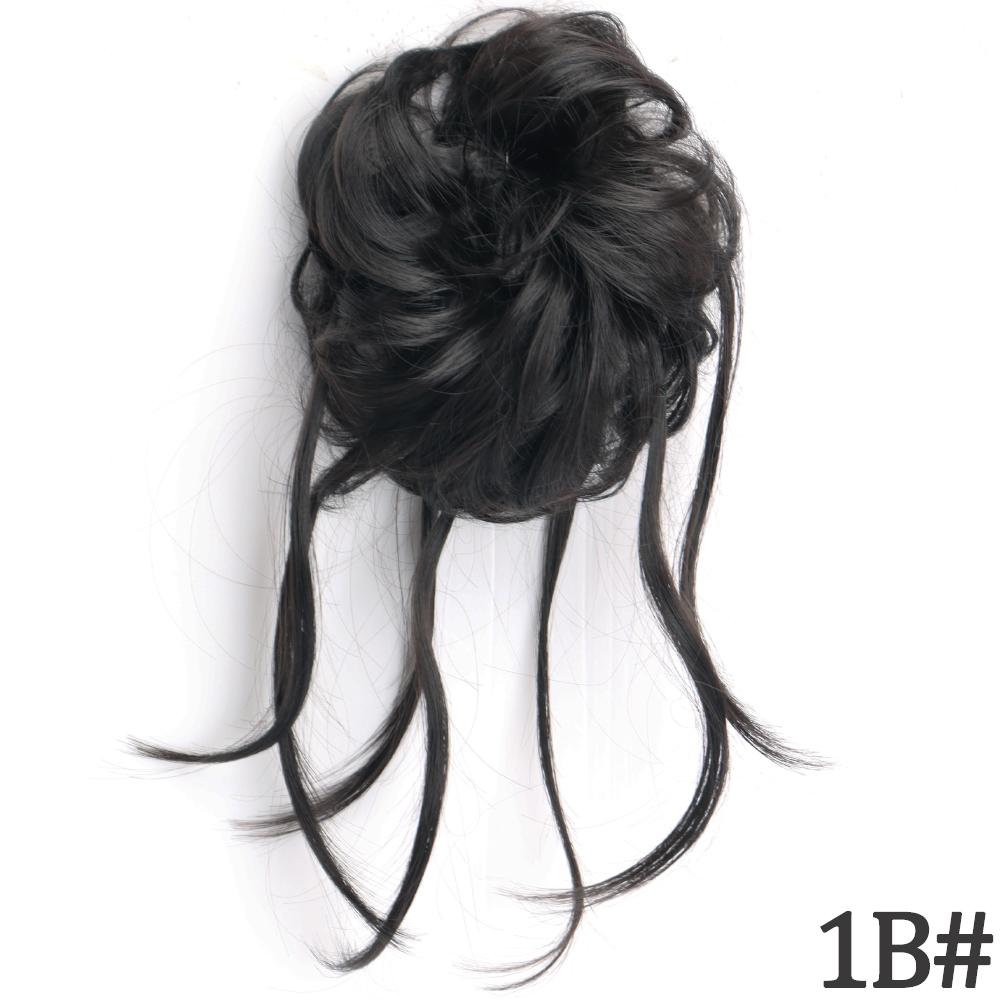 MISS WIG Synthetisches, unordentliches, lockiges Haargummi mit Gummiband, Schwarzgold, synthetische Hochtemperaturfaser, Dutt-Haarteile für Damen 8 cm black