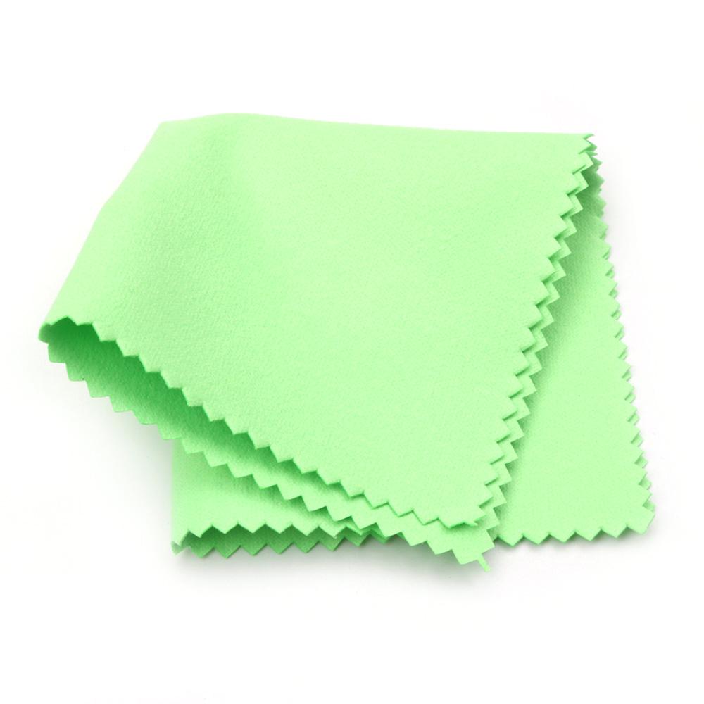 Reinigungs- und Poliertuch für Musikinstrumente, 15 x 15 cm, doppelseitiges, weiches Mikrofasertuch grün