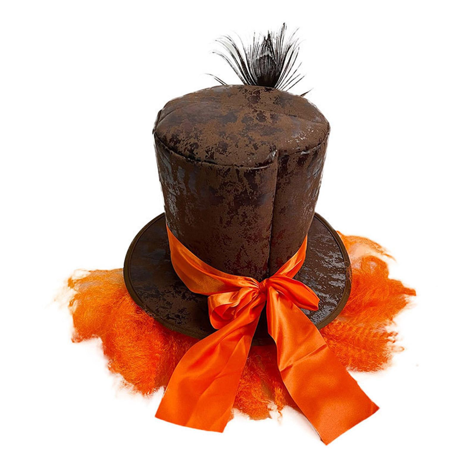 Orange Perücken Dekor Zylinder für Erwachsene/Teenager Cosplay Mad Hatter Party Kostüm Stoff Cosplay Hut für Karneval Rave Party