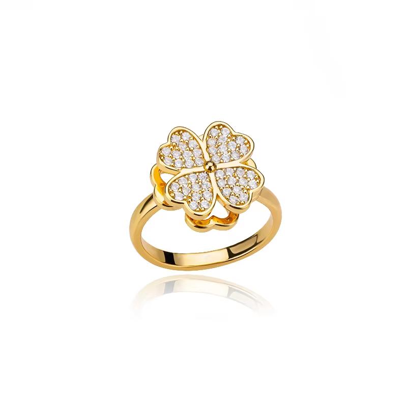 Anti-Stress Angst Fidget Ringe für Frauen Edelstahl Sonnenblume Sonne Stern Spinner Ring Weihnachts Schmuck Geschenke Dropshipping beige
