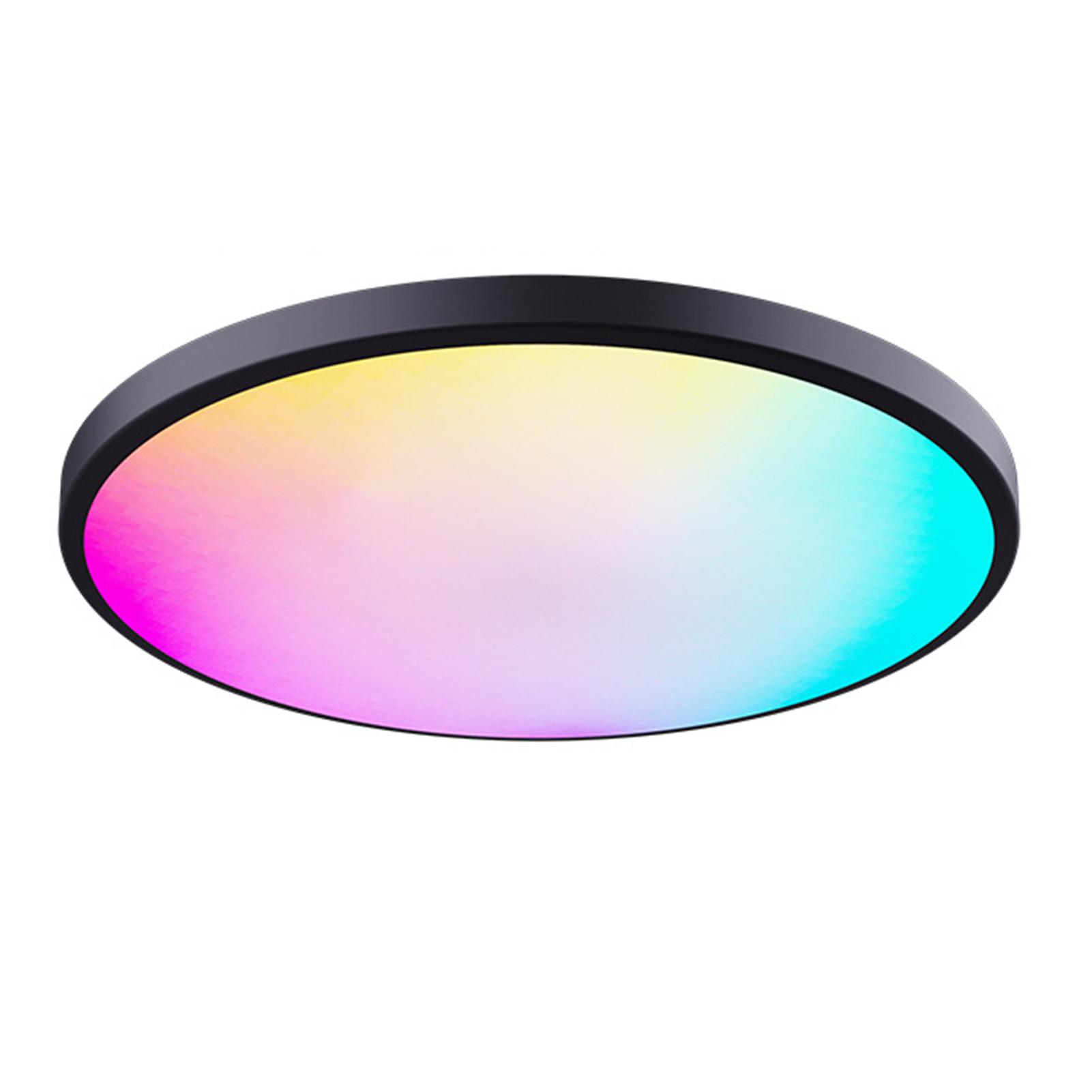 RGBCW Deckenleuchte, Vollfarb-Dimmung, intelligente RF-Fernbedienung, Schlafzimmer, runde Deckenleuchte US Plug schwarz