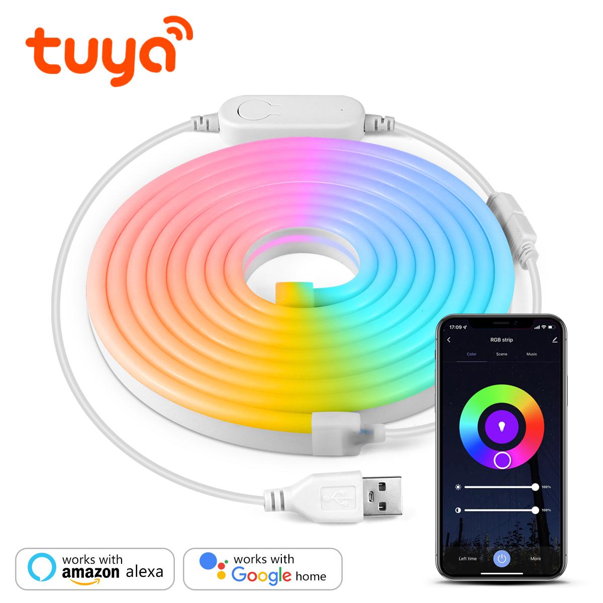 5V USB Tuya Smart WiFi LED Streifen Licht Gaming Zimmer Ruban RGB Neon LED Streifen Arbeit mit Alexa/google Home Für Wohnkultur Beleuchtung 1M-USB