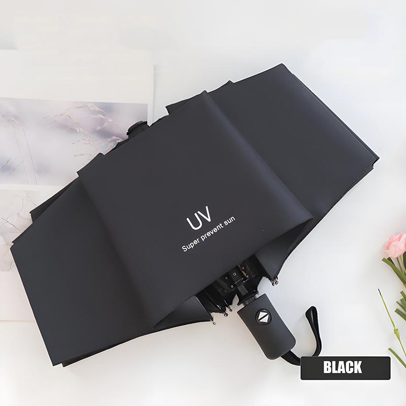 Faltbarer Manueller/Automatischer Regenschirm Wasserdichter Und Winddichter Regenschirm Anti-UV-Regenschirm Einfacher Uni-Farben-Regenschirm Automatic schwarz