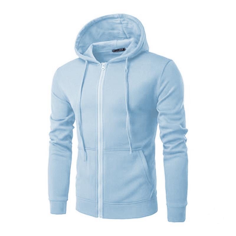 Herren Fleece Zip Down Hoodies Jacken Männer Einfarbig Langarm Mit Kapuze Strickjacke Mantel Lässige Sweatshirt Kleidung L hellblaue