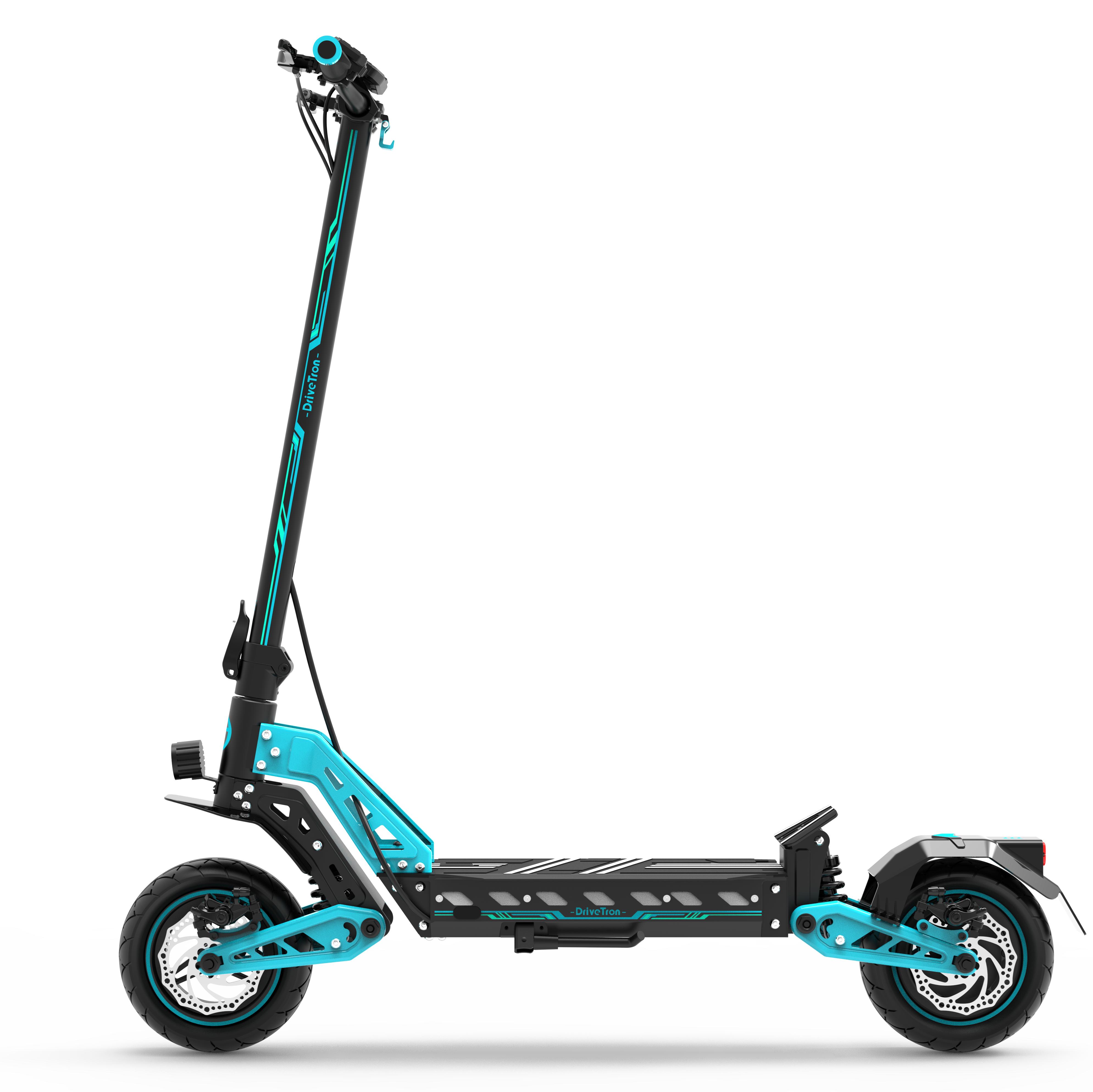 DriveTron DT10 City Erwachsenen E-Scooter 1400W Motor 48V15.6Ah Batterie 10 Zoll Reifen E-Scooter Leise Reifen Faltbarer Elektroroller blau