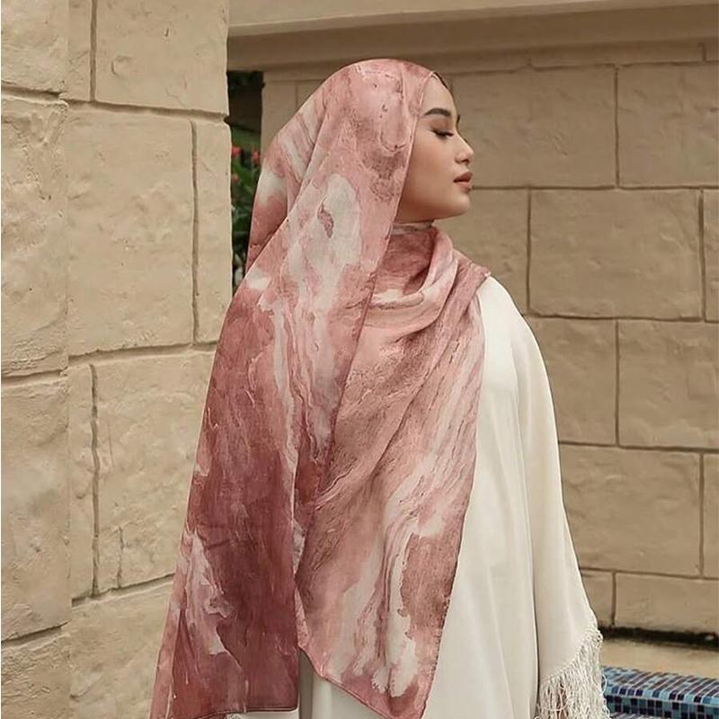 Bedruckter Baumwoll-Hijab-Schal Atmungsaktiv Weich Lang Modisch Aktuelle Schals Kopftuch Muslimische Hijabs Schal Ramadan One Size gray