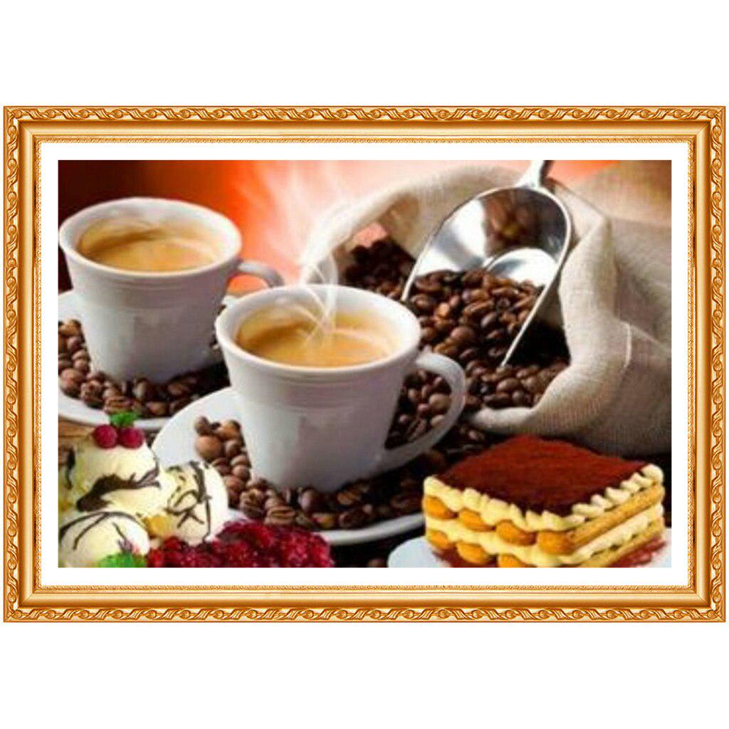 Diamantmalerei Kreuzstich, Kaffee, Diamantmalerei Kristallrhinestones, Diamantstickerei Kaffee 20X30CM