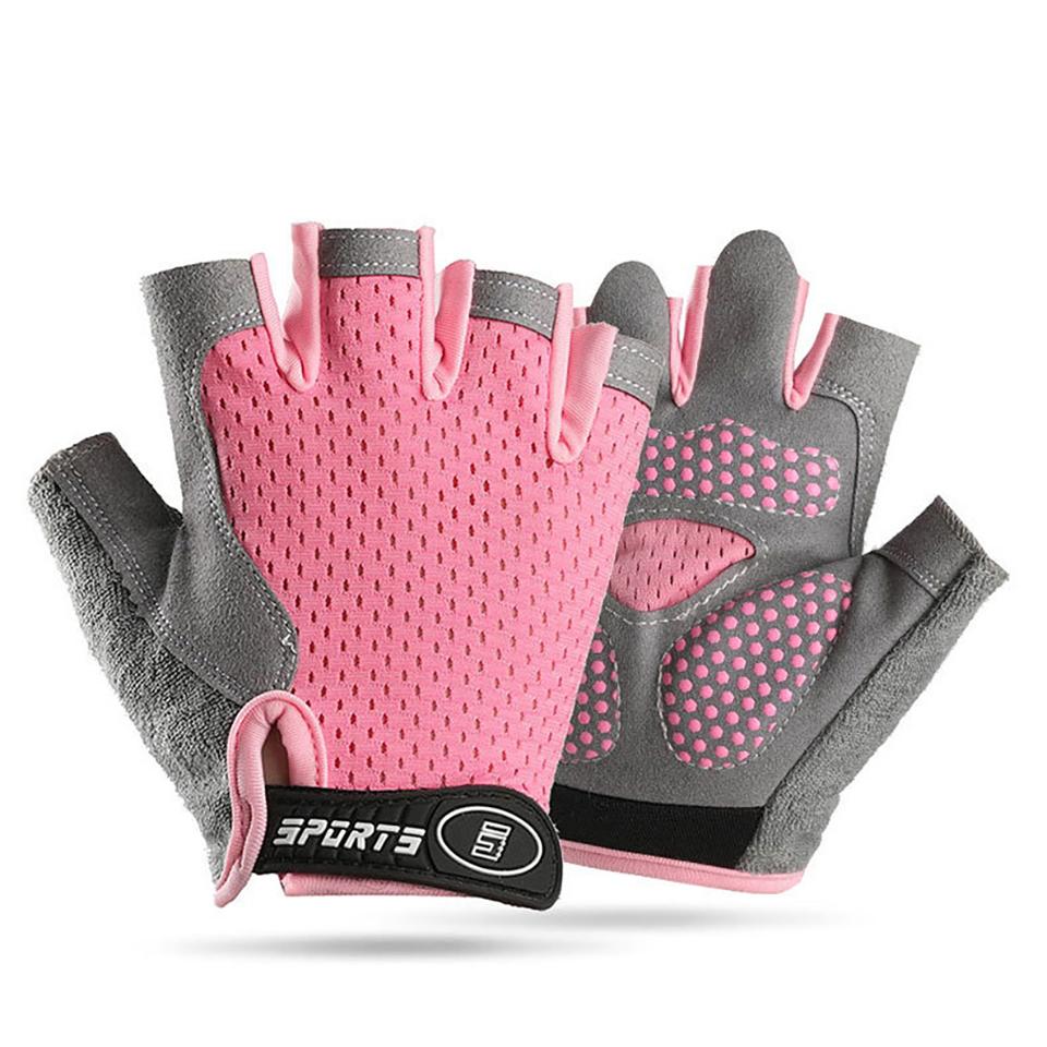 Loodeel Kinderhandschuhe Halbfinger Anti-Rutsch Fitness Training Handschutz Dünn Ausbalancieren Rosa Blau Grau Reitsport Geeignet für Jungen Mädchen M rosa