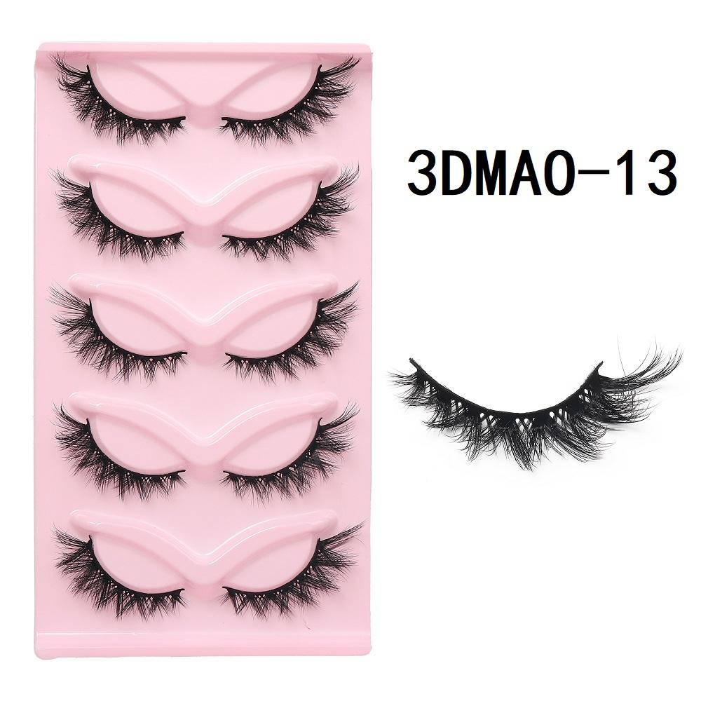 HBZGTLAD Katzenaugen-Wimpern, 3D-natürliche falsche Wimpern, flauschig, weich, Kreuz, 5 Paar, Manga-Wimpern, Wispy, natürliche Wimpernverlängerung, Make-up