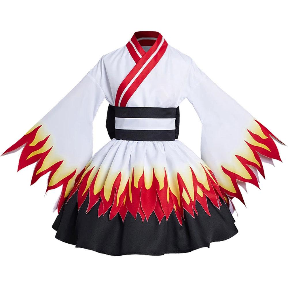 Japan Cartoon Comics Demon Slayer Cosplay Outfit Dienstmädchenkleid Halloween Cosplay Kimono 0079 L beige