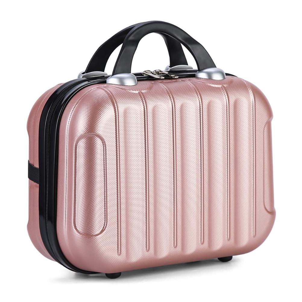 Tragbare Reisetasche, wasserdichter Kosmetikkoffer, Mini-Reisekoffer mit elastischen Riemen rose gold