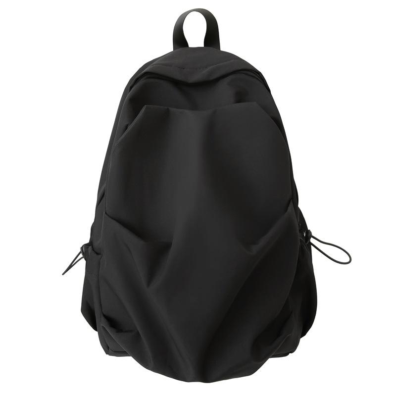 Neuer Schlichter Rucksack für Studenten Einfarbig Großes Fassungsvermögen Lässiger Trendiger Rucksack Nischendesign Rucksack black