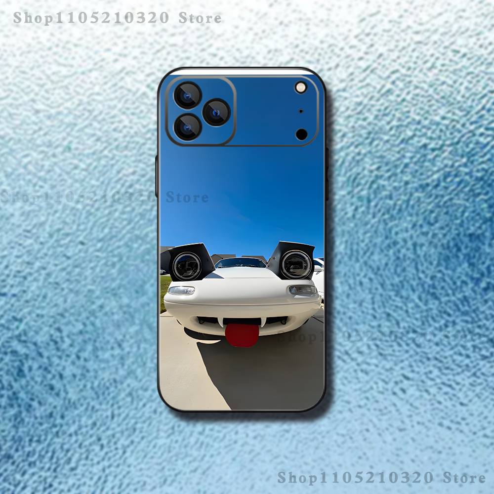 Süße M-Miata M-Mx5 Rote Auto Handyhülle Für iPhone 17,16,15,14,13,12,Pro,Max,Plus,E,SE4,Air,Mini Schwarze Weiche Hülle iPhone11