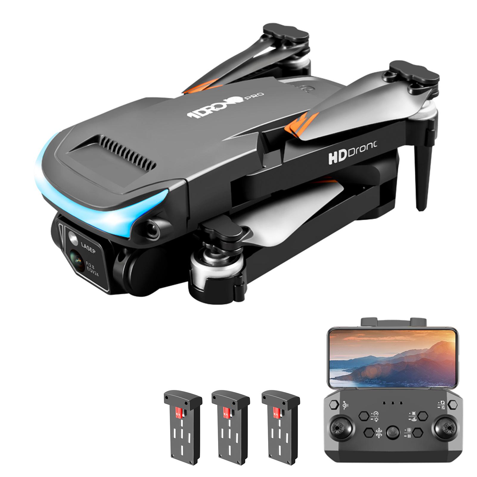 Ferngesteuerte Drohne mit Kamera, 4K-Dual-Kamera, 3-seitige Hindernisvermeidung, optischer Fluss, Schwebeflug 3 battery schwarz