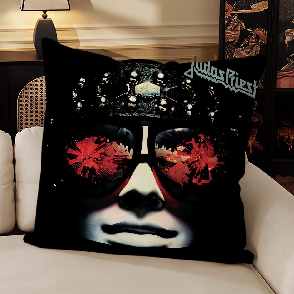 Rock Band Bezug Sofa Wohnzimmer Schlafzimmer Kopfteil Rückenlehne Kissen Quadratisches Kissen Nickerchen J-Judas-Priest Musik Kissenbezug 12x12Inch