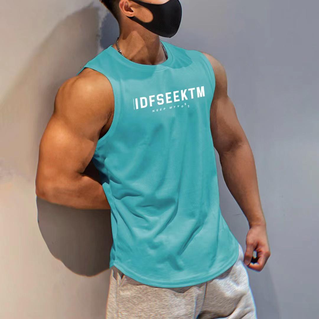 Herrenmode Sport Tanktops Lässiges Ärmelloses T-Shirt Herren Sportweste 4XL fluoreszierende grün