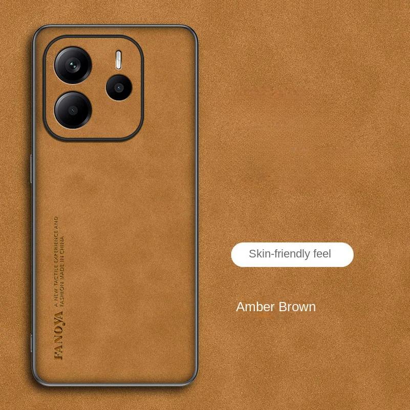 Note 14 Luxus-Handyhülle aus Schaffellleder und Silikon für Xiaomi Redmi Note 14 Pro Plus Note 14 4G 5G Matte Anti-Shock-Rückseitenabdeckung Stoßstangenschale Redmi Note 14 Pro 5G