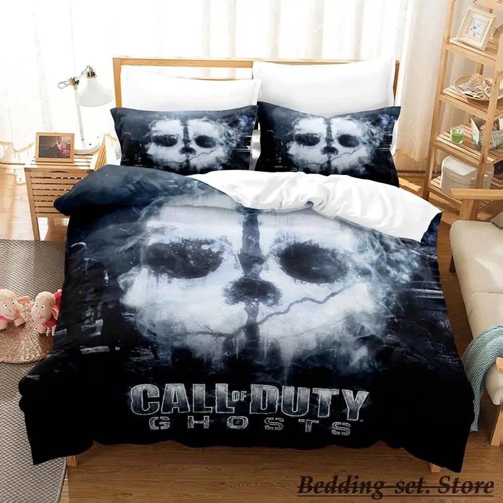 Spiel Call of Duty Simon Ghost Riley Bettwäsche-Set Cartoon Anime Dreiteiliges Set Erwachsene Kinder Schlafzimmer Bettbezug-Sets 3D-Schießspiel AU King 245x210cm