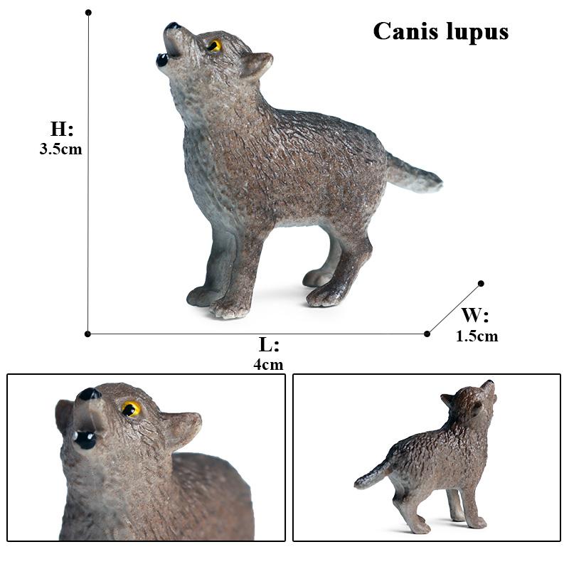 Oenux Wildtier Tiere Kleiner Grauer Wolf Mähnenwolf Wolfswelpen Simulationsmodell Actionfiguren Sammlung PVC Geschenk Kinderspielzeug Geschenk
