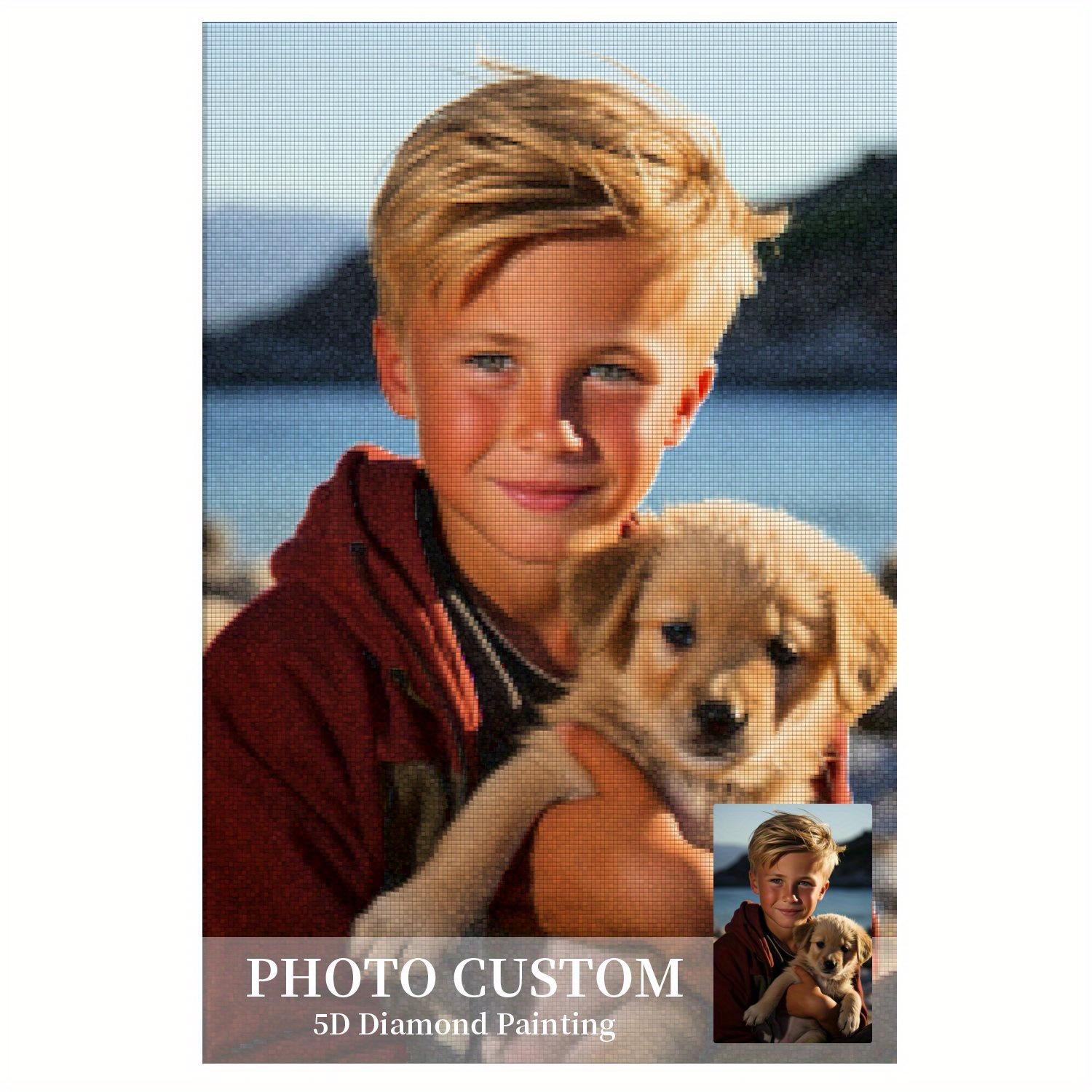 Room Drill Personalisierte 5D Diamantkunst Malsets mit Familienhaustierfoto Benutzerdefinierte DIY Kunstmalerei Geschenke für Mama Papa Wandkunst Dekoration für Zuhause 50x70