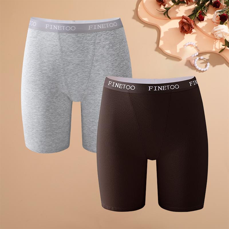 2 Stück Damen High Waist Boxer Slips Baumwolle Übergröße Slips Sexy Elastischer Bund Sportshorts Lässige Bequeme Dessous XL
