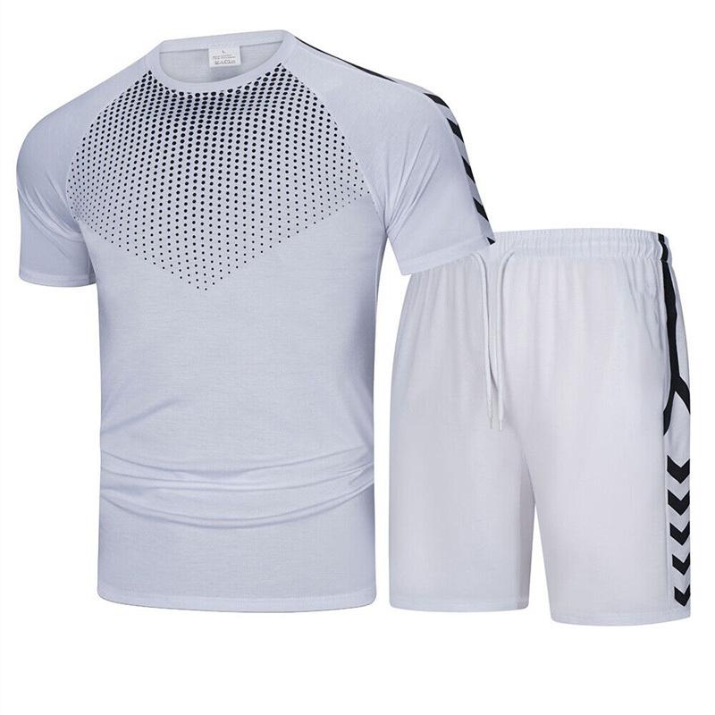Sommer-Sweatshirt-Set für Herren, Rundhals-T-Shirt und Shorts mit Kordelzug, ein Set aus übergroßer, lässiger Sportbekleidung für draußen zum Laufen und Reiten L