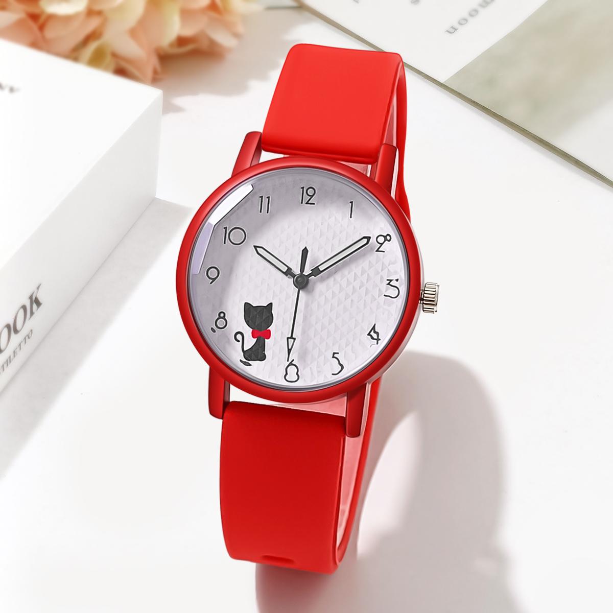 Damen Casual Armbanduhr Quarzuhr Uhr Damen Silikonarmband Uhren rot
