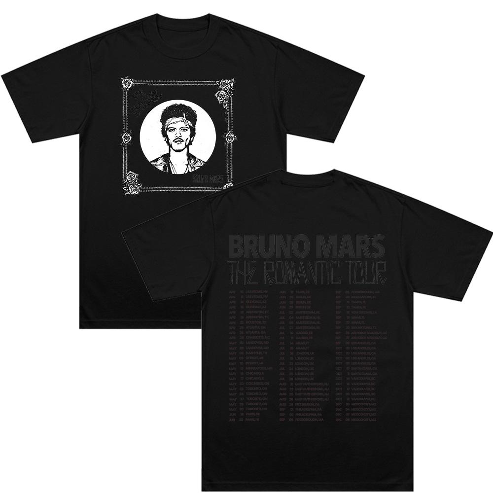 Das Romantische Tour-T-Shirt Bruno Mars Neue Datumstour 2026 T-Shirts Y2K Ästhetik Streetwear Mode Unisex 100% Baumwolle Komfort-Oberteile Anime T-Shirt XXL schwarz